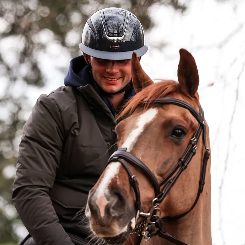 Evoke Callisto Wide Peak Riding Hat - Navy Metallic/Chrome-3