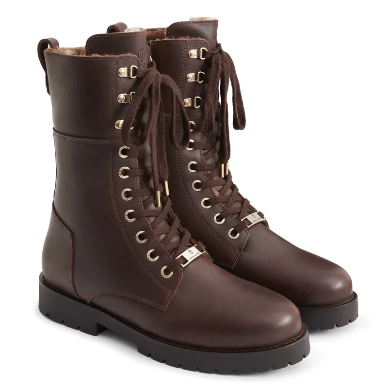 Fairfax and Favor Anglesey Ladies Combat Boots Mahogany Leather