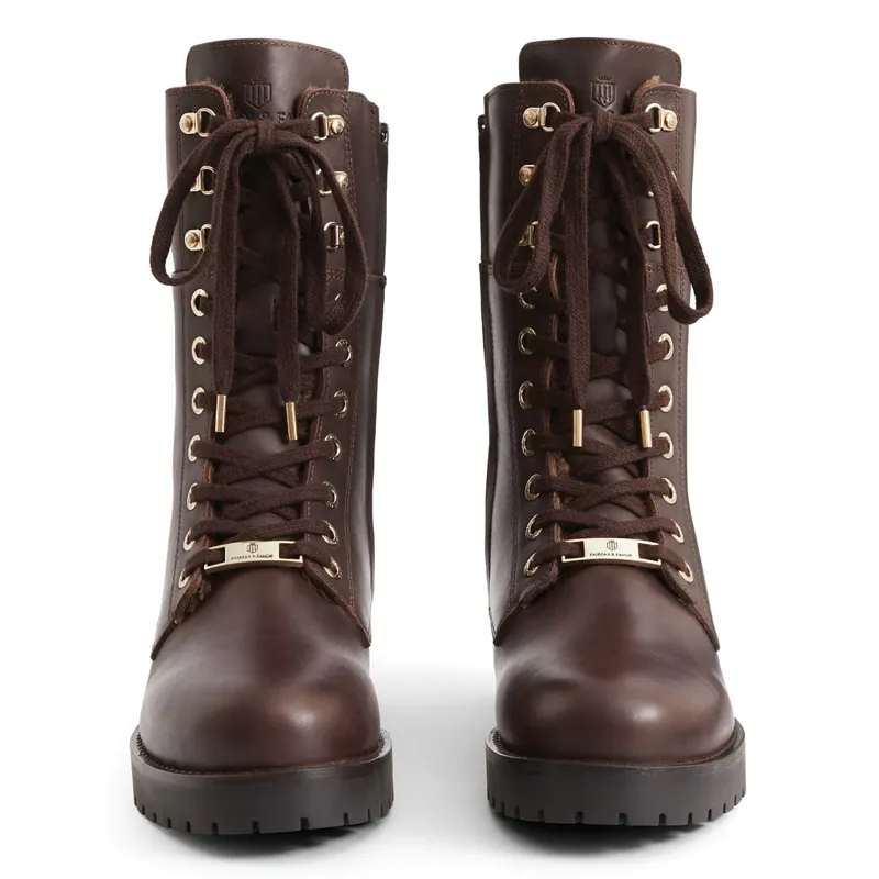 Fairfax and Favor Anglesey Ladies Combat Boots Mahogany Leather