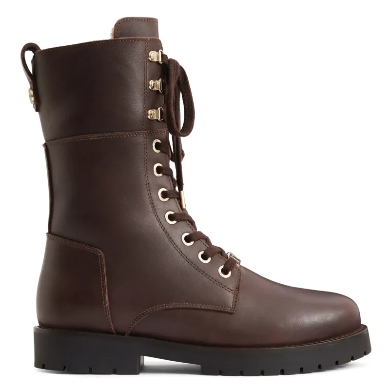 Fairfax and Favor Anglesey Ladies Combat Boots Mahogany Leather