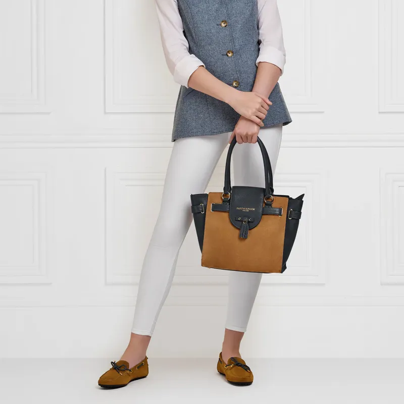 Fairfax and Favor Henley Ladies Driving Shoes - Tan/Navy-5