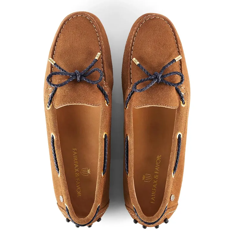 Fairfax and Favor Henley Ladies Driving Shoes - Tan/Navy-1