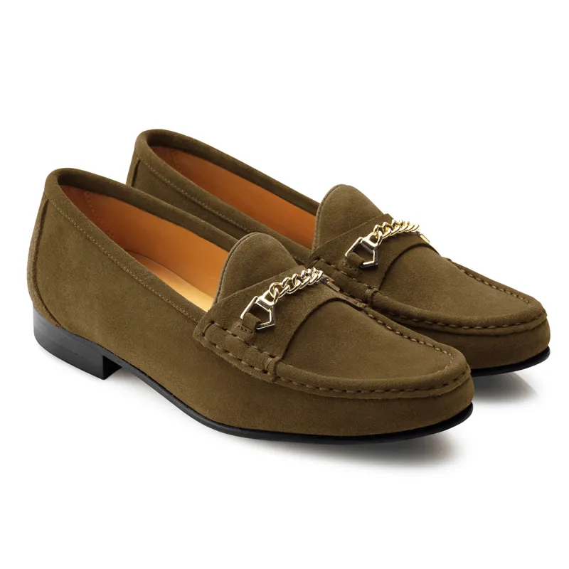 Fairfax and Favor Apsley Ladies Loafers - Olive Suede