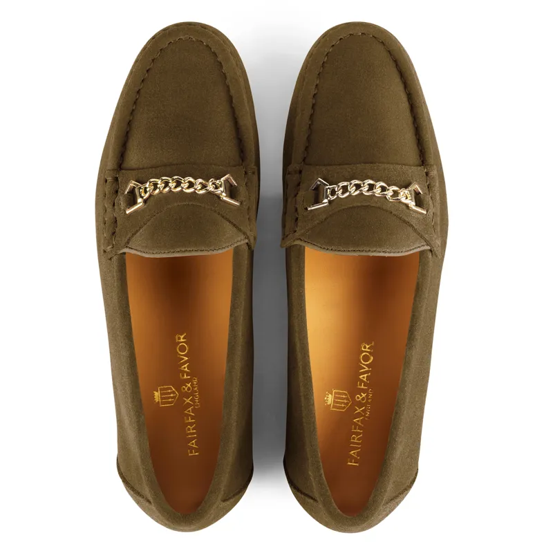 Fairfax and Favor Apsley Ladies Loafers - Olive Suede