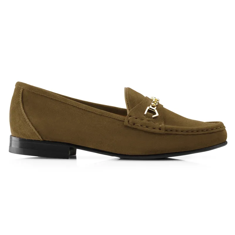 Fairfax and Favor Apsley Ladies Loafers - Olive Suede-2