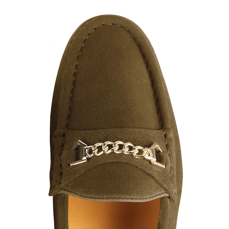 Fairfax and Favor Apsley Ladies Loafers - Olive Suede-4