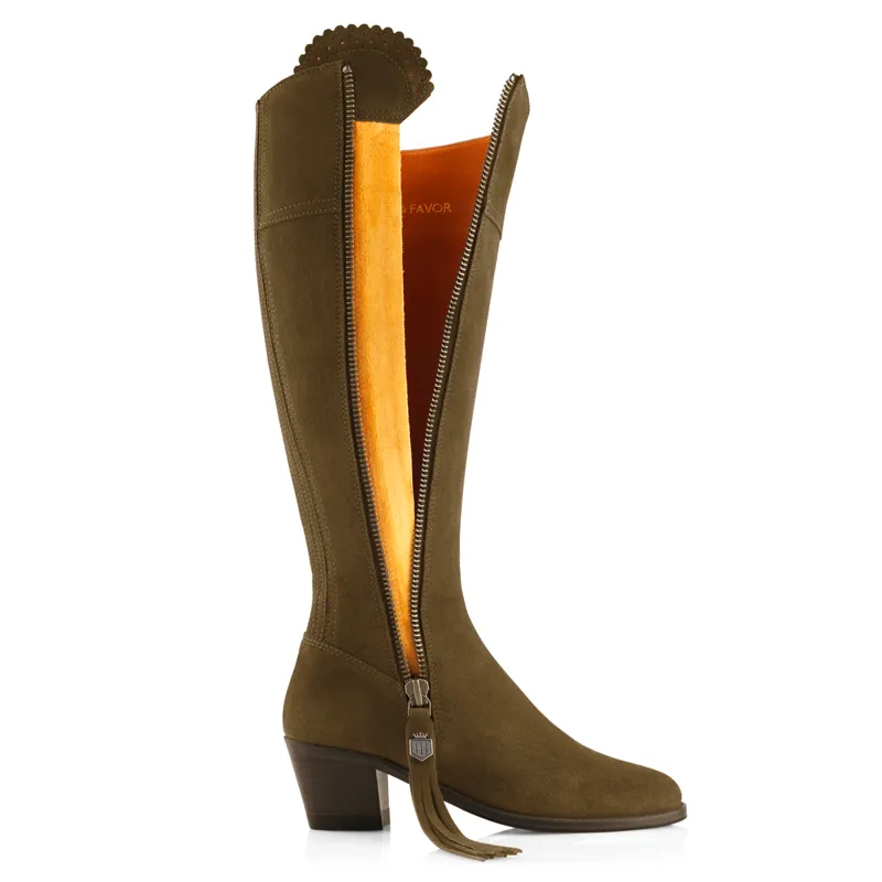 Fairfax and Favor Regina Heeled Boots - Olive Suede-1
