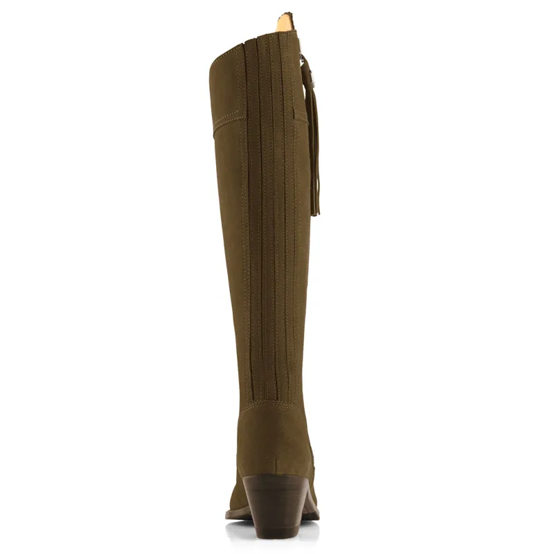 Fairfax and Favor Regina Heeled Boots - Olive Suede-2