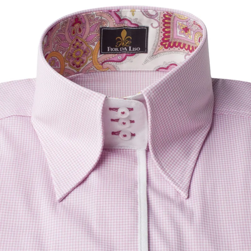 Fior Da Liso Maria Ladies Long Sleeve Shirt - Pink Check-1