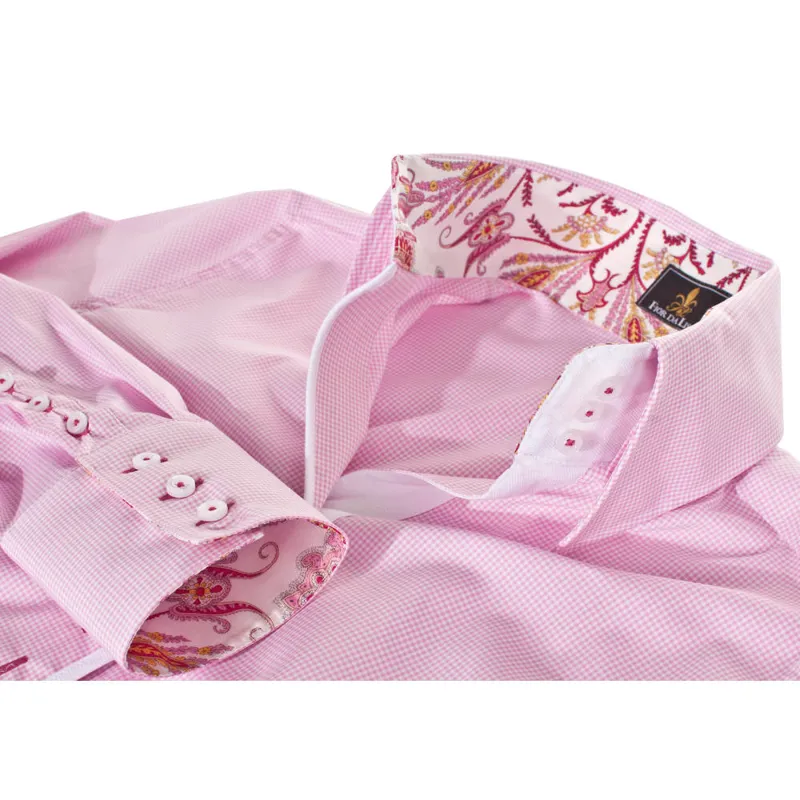Fior Da Liso Maria Ladies Long Sleeve Shirt - Pink Check-2