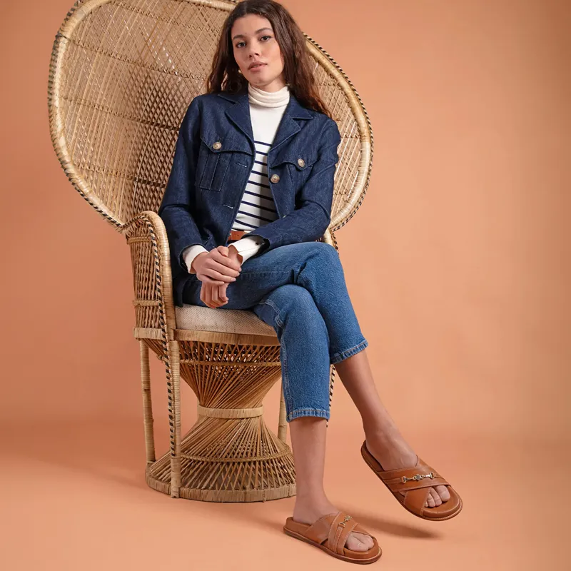 Fairfax and Favor Southwold Ladies Footbed Sandals - Tan-3