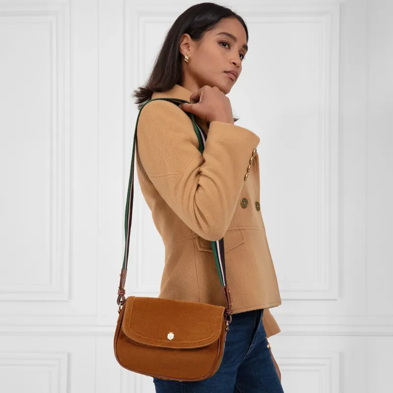 Fairfax and Favor Boston Handbag - Tan/Striped Webbing-6