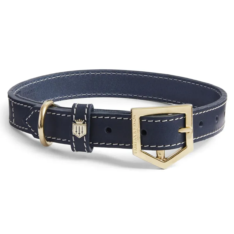 Fairfax and Favor Fitzroy Leather Dog Collar - Navy