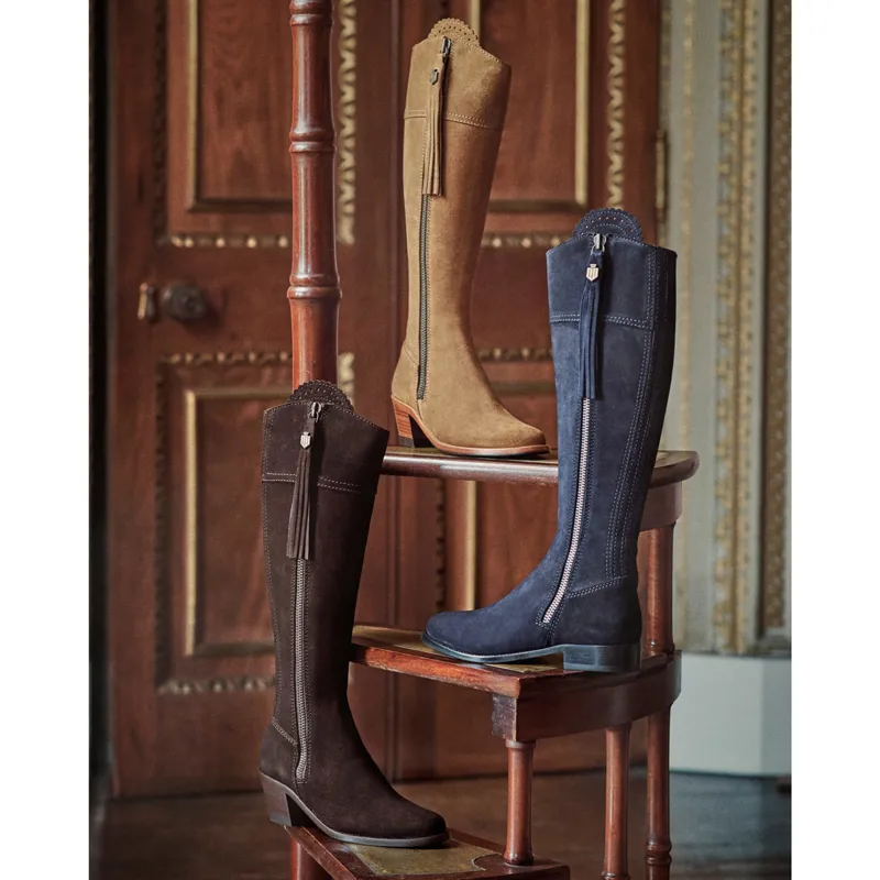 Fairfax and Favor Regina Flat Boots - Navy Suede-7