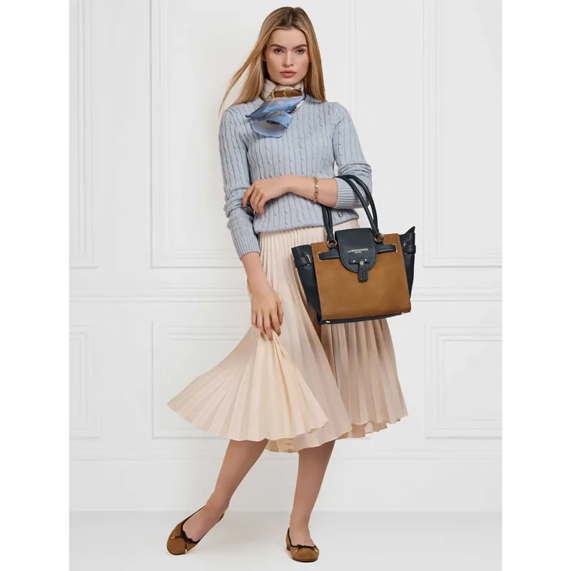Fairfax and Favor Windsor Tote Bag - Tan/Navy-5