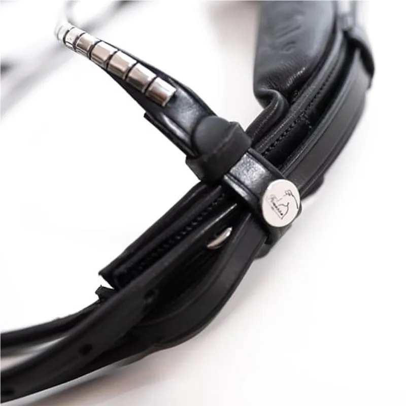 Finesse Cassidy Rolled Padded Flash Bridle - Black/Black/Silver-1