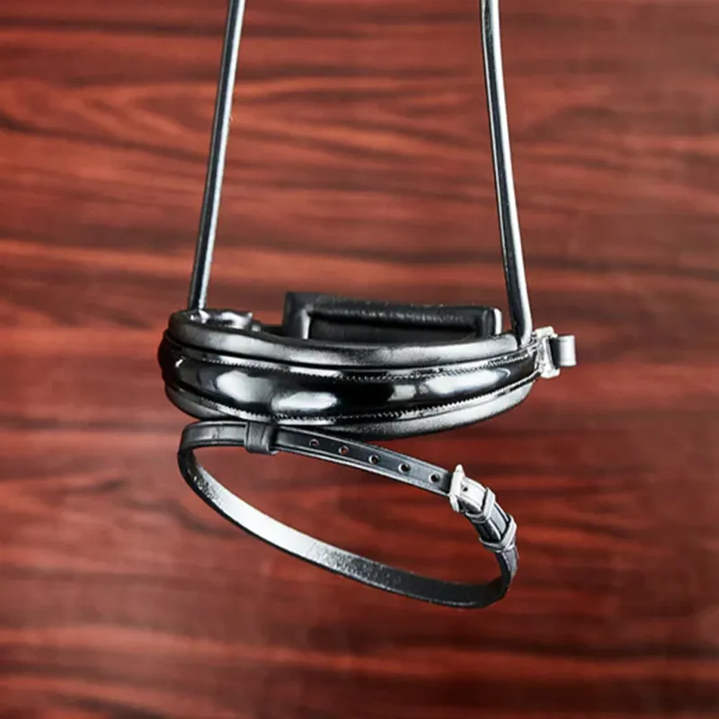 Finesse Cassidy Rolled Padded Flash Bridle - Black/Black/Silver-6