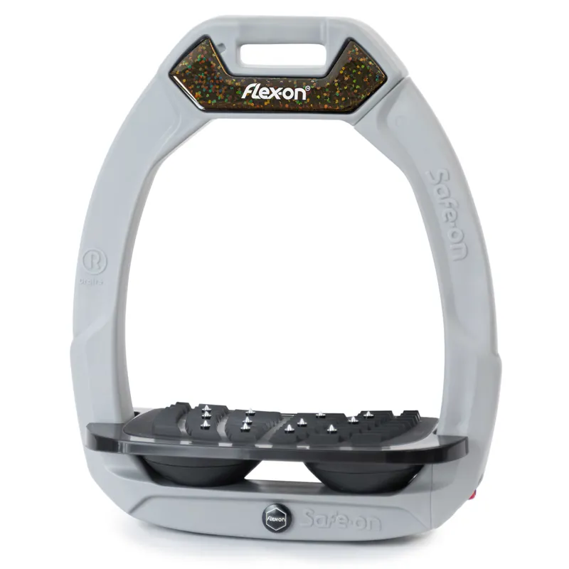 Flex-On Safe-On Ultra Grip Safety Stirrups - Grey/Black/Black/Black Glitter