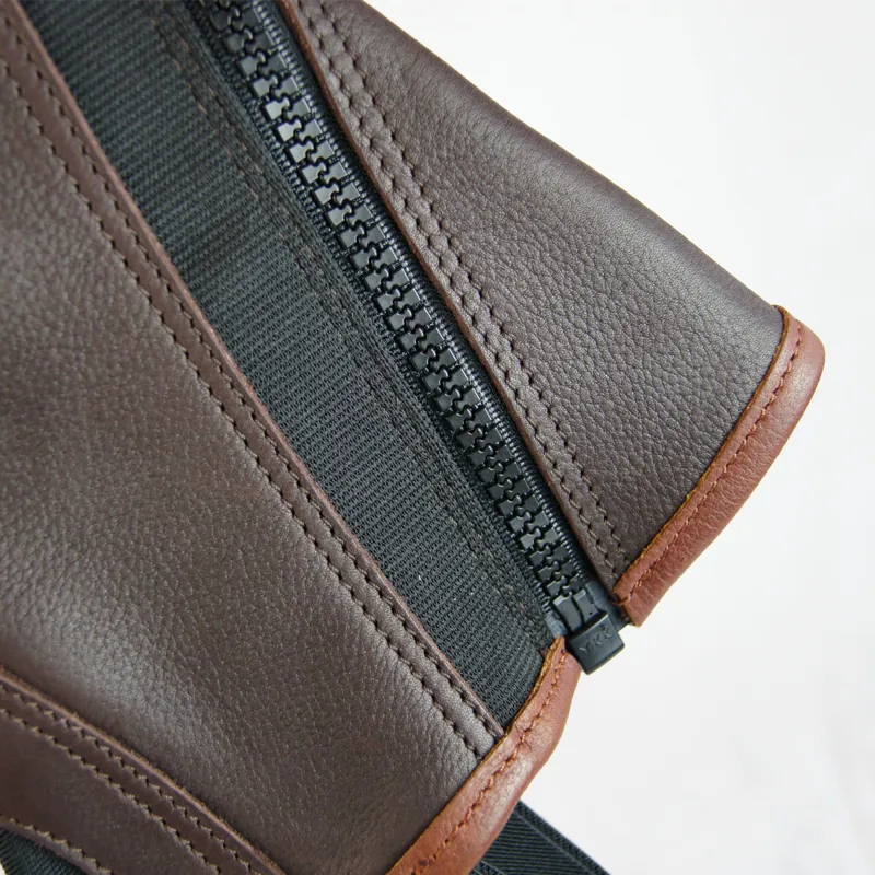 Kentaur Livarno Leather Riding Chaps - Dark Brown/Tobacco-2