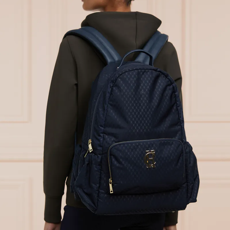 Holland Cooper Burghley Backpack - Ink Navy Monogram-4