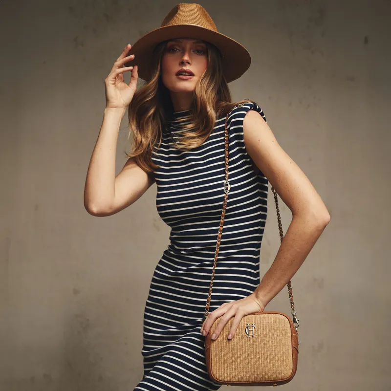 Holland Cooper Soho Camera Bag - Tan Raffia-5