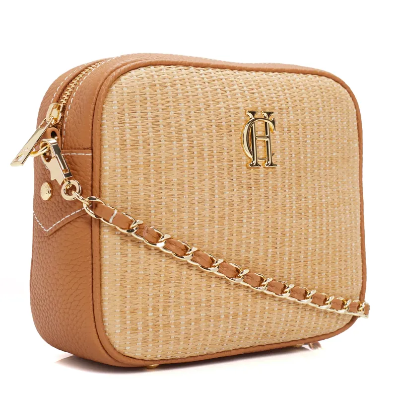 Holland Cooper Soho Camera Bag - Tan Raffia-2
