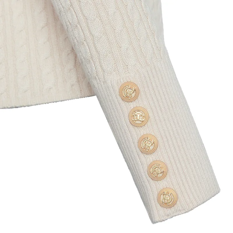 Holland Cooper Ava Half Zip Cable Knit Ladies Jumper - Almond-3