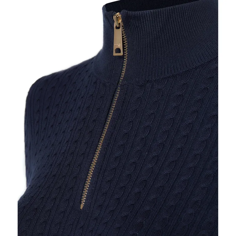 Holland Cooper Ava Half Zip Cable Knit Ladies Jumper - Ink Navy-4