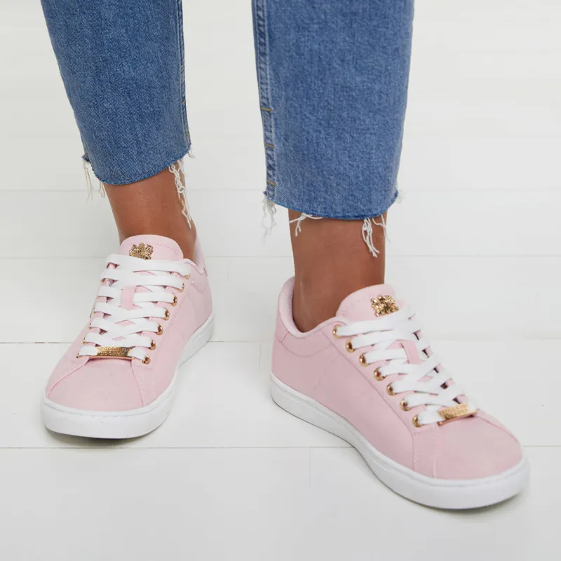 Holland Cooper Chelsea Ladies Court Trainers - Soft Pink-4
