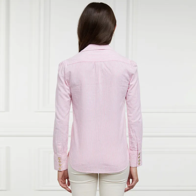 Holland Cooper Classic V-Neck Ladies Blouse - Pink Stripe-1