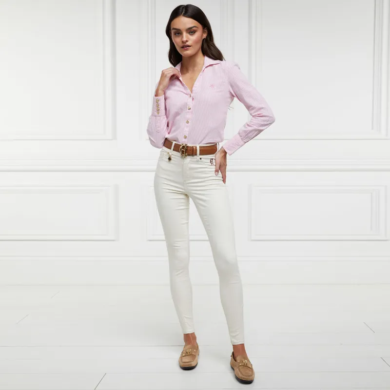 Holland Cooper Classic V-Neck Ladies Blouse - Pink Stripe-5