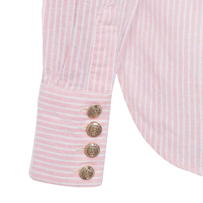 Holland Cooper Classic V-Neck Ladies Blouse - Pink Stripe-3