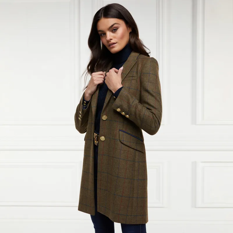 Holland Cooper Highgrove Ladies Tailored Coat - Glen Green-1