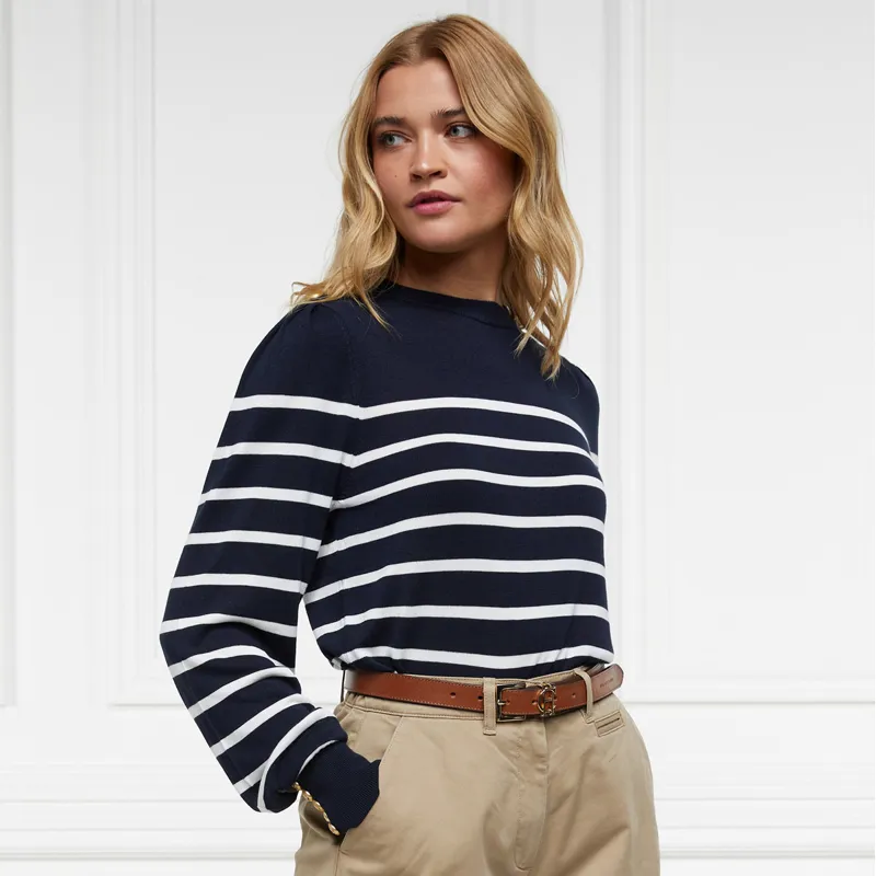 Holland Cooper Kelsie Crew Neck Ladies Jumper - Ink Navy/Natural