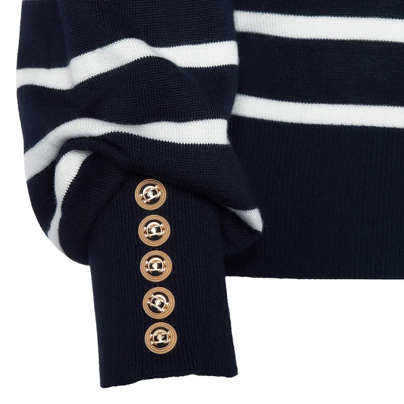 Holland Cooper Kelsie Crew Neck Ladies Jumper - Ink Navy/Natural-4