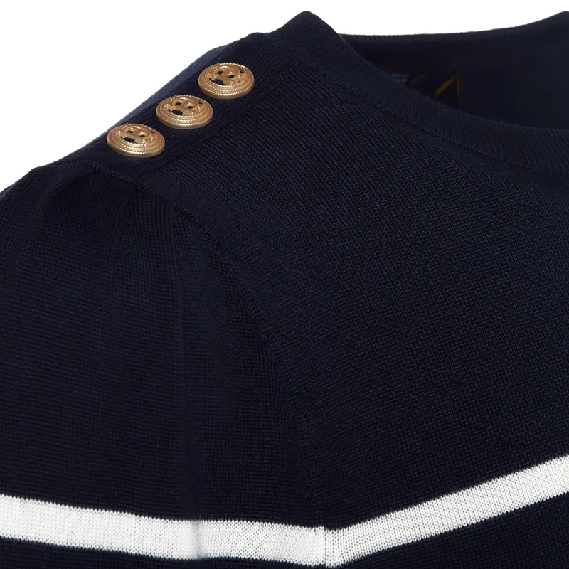 Holland Cooper Kelsie Crew Neck Ladies Jumper - Ink Navy/Natural-5