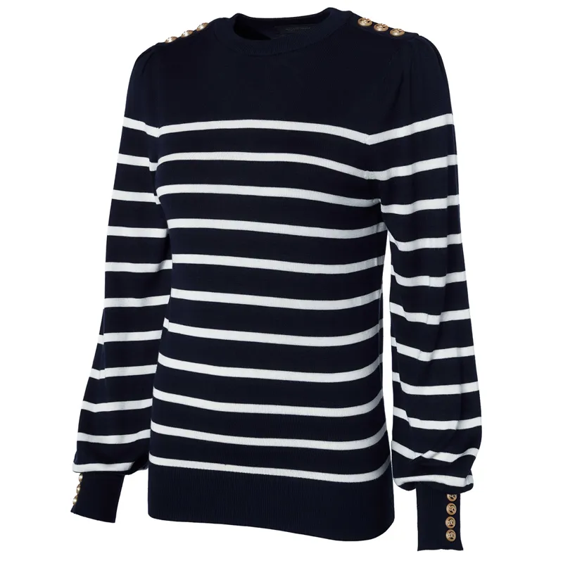 Holland Cooper Kelsie Crew Neck Ladies Jumper - Ink Navy/Natural-3