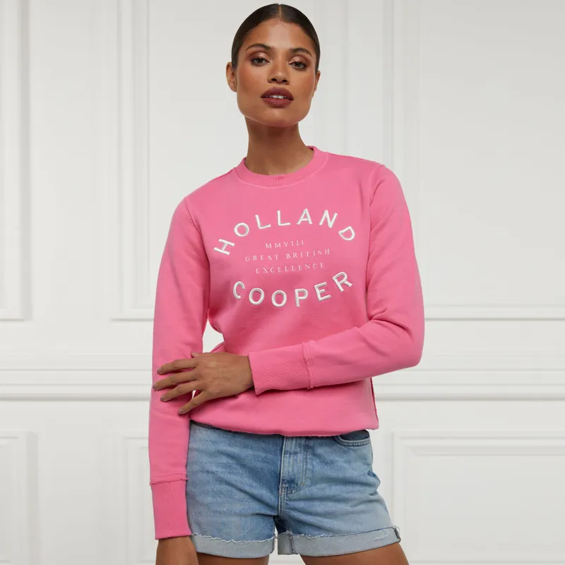 Holland Cooper Varsity Ladies Crew Pullover - Peony Pink-1
