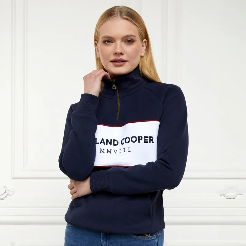 Holland Cooper Henley Sporting Heritage Ladies Quarter Zip - Ink Navy-1