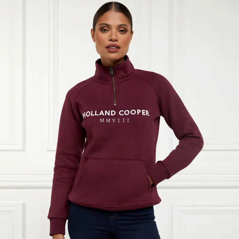 Holland Cooper Henley Sporting Heritage Ladies Quarter Zip - Merlot-1