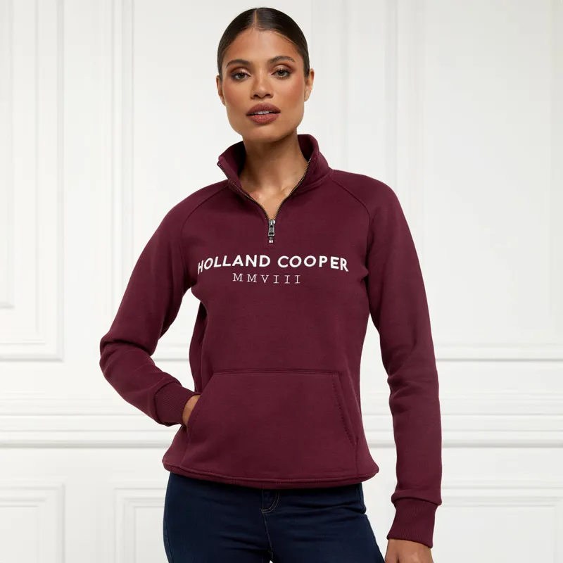 Holland Cooper Henley Sporting Heritage Ladies Quarter Zip - Merlot-2