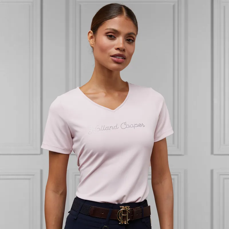 Holland Cooper Training Vee Neck Ladies Tee - Blush