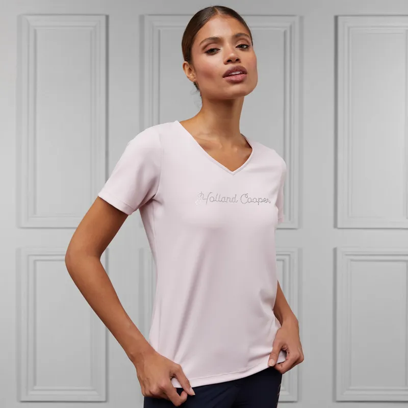 Holland Cooper Training Vee Neck Ladies Tee - Blush-1