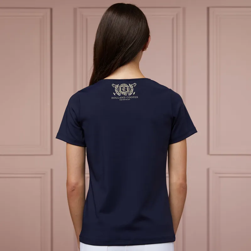 Holland Cooper Training Vee Neck Ladies Tee - Ink Navy-1