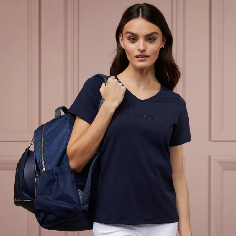 Holland Cooper Training Vee Neck Ladies Tee - Ink Navy-2