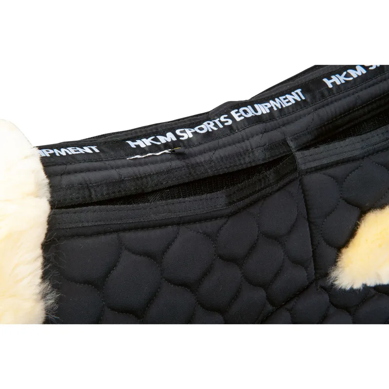 HKM Corrective Lambswool Dressage Saddlecloth - Black/Natural-1