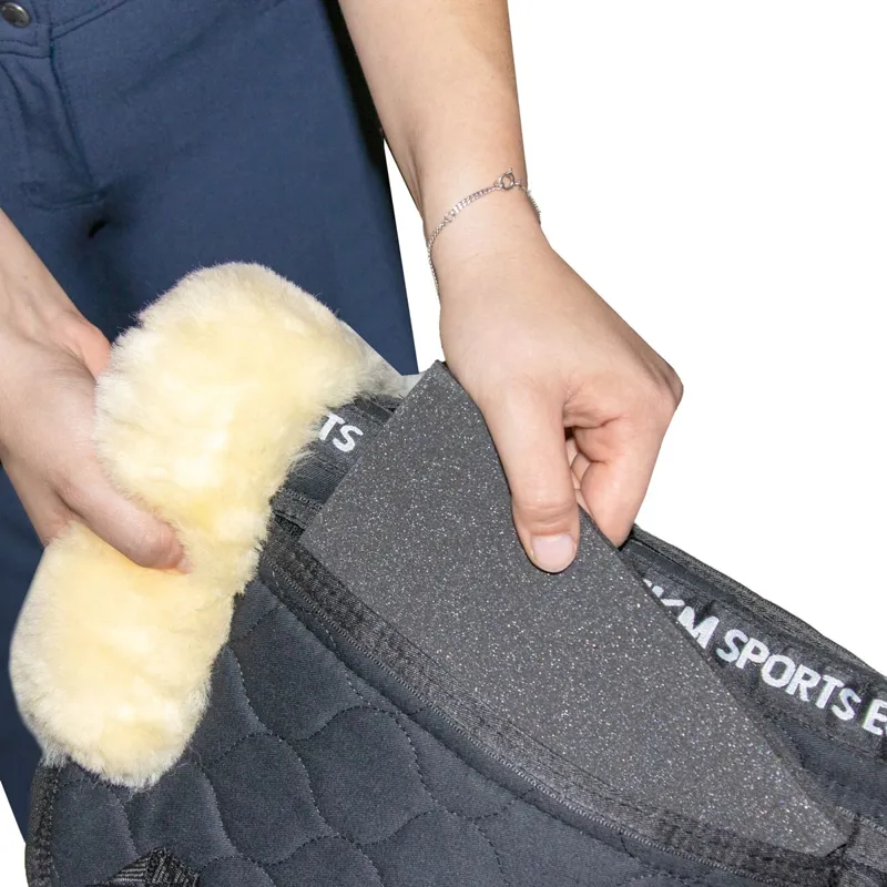 HKM Corrective Lambswool Half Pad - Black/Natural-1