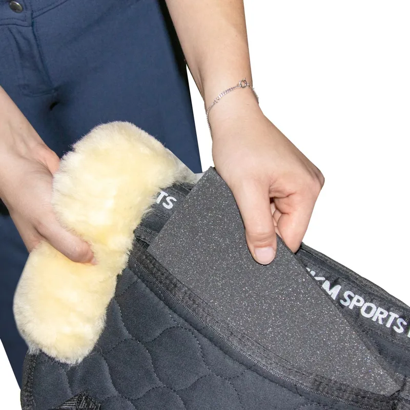 HKM Corrective Lambswool Half Pad - Black/Natural-2