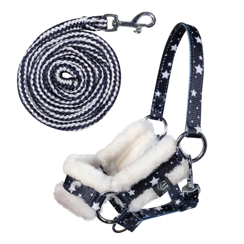 HKM Hobby Horse Headcollar and Lead Rope - Navy Stars