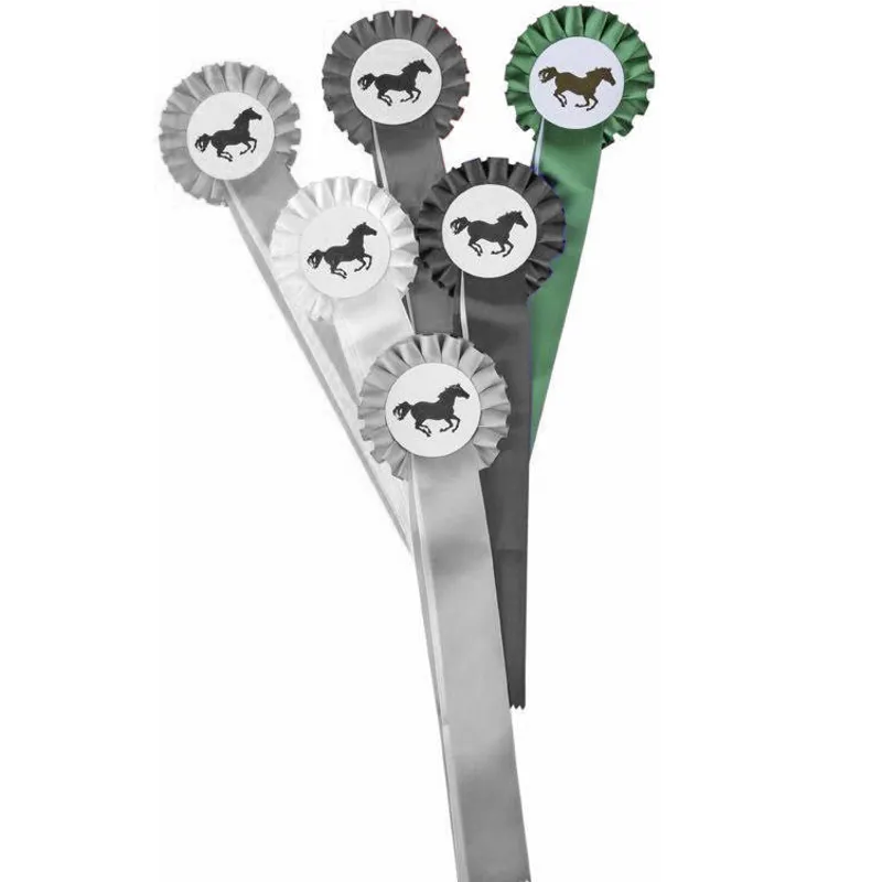 HKM Single Tier Rosette - Green/White	-1
